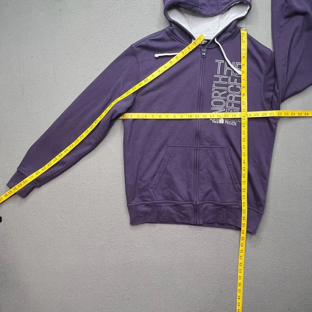 The North Face Men Hoodie Purple Cotton Blend Medium Gorpcore Graphic Zip Up